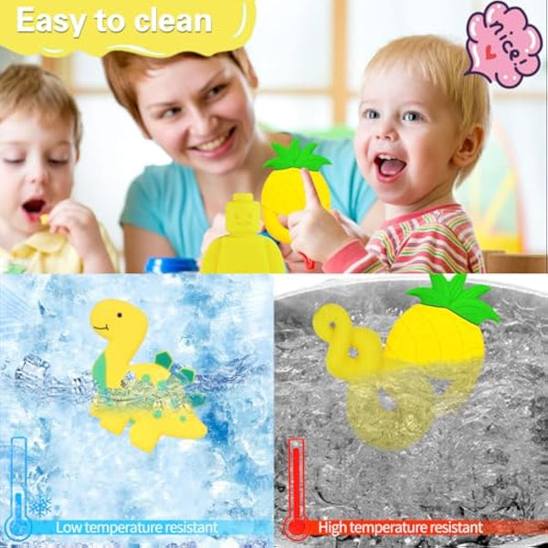 6PCS Sensory Chew Necklace, Teether Chew Toys Safety Food Grade Silicone for Kids Toddlers ADHD, Autistic, Biting Needs, Oral Motor Teether Chew Pendant Toy with Adjustable Buckle for Baby (Yellow)