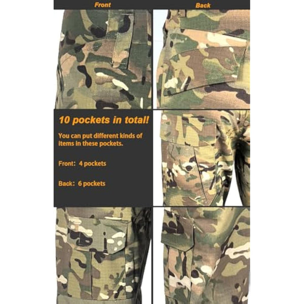 H Welt EU Mens Military Pants with Knee Pads for Strategy Game Airsoft Paintball Shooting Combat