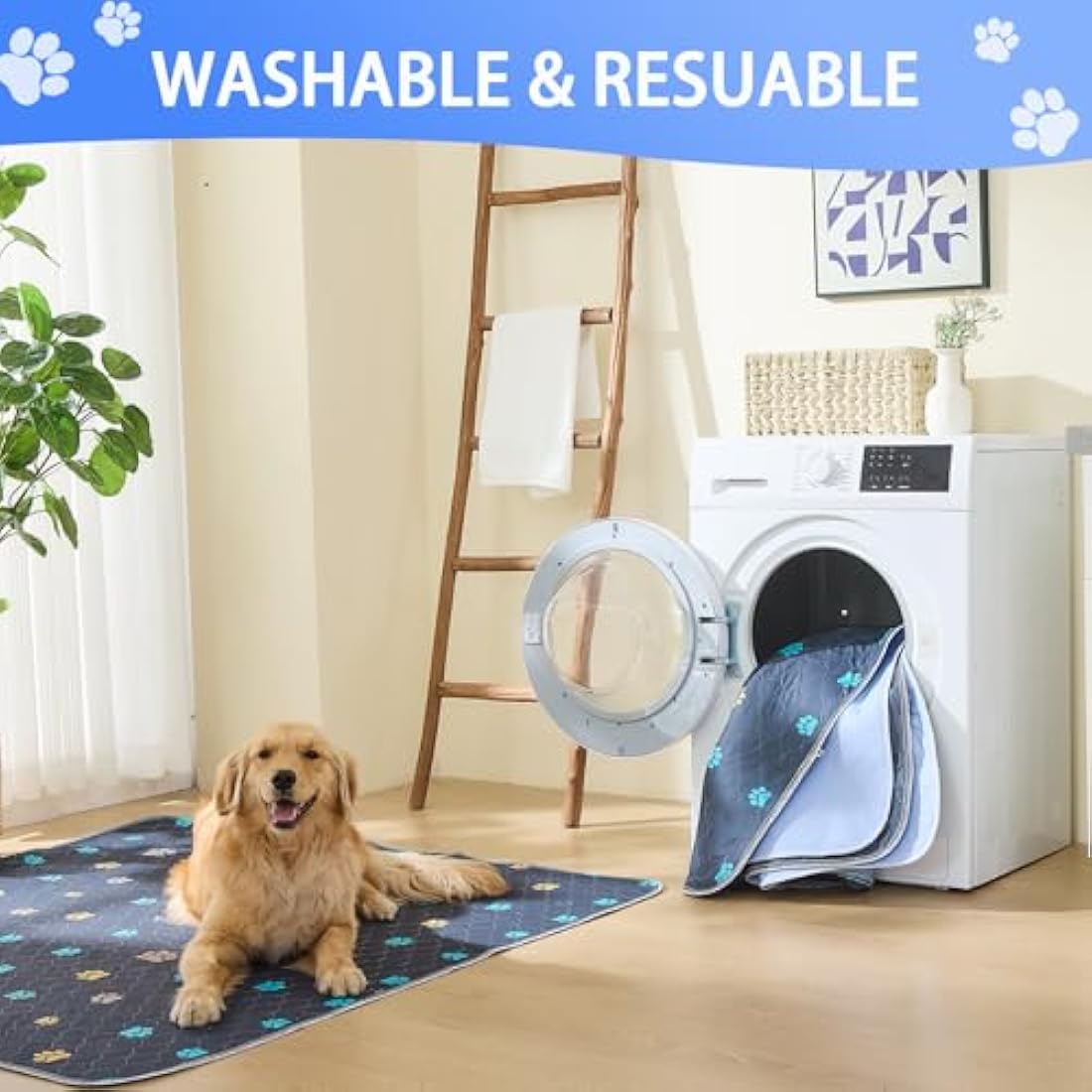 Aitmexcn Washable Puppy Dog Pee Pad, 2PCS 100% Waterproof Whelping Training Mat for Puppy/Senior Dog, Fast Drying Reusable Puppy Pads for Indoor, Outdoor and Car Travel- 32'' x 36''