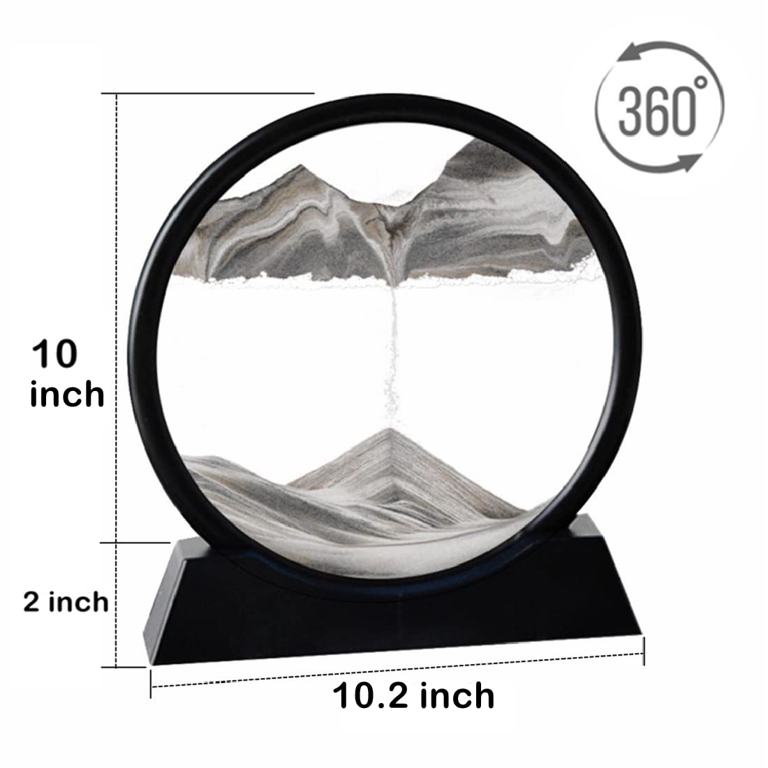 Arthink Moving Sand Art Picture,Liquid Motion 3D Sea Sandscape in Motion Display, Flowing Sand Frame Desktop Art Bookshelves Home Office Decoration(12 inch, Green)