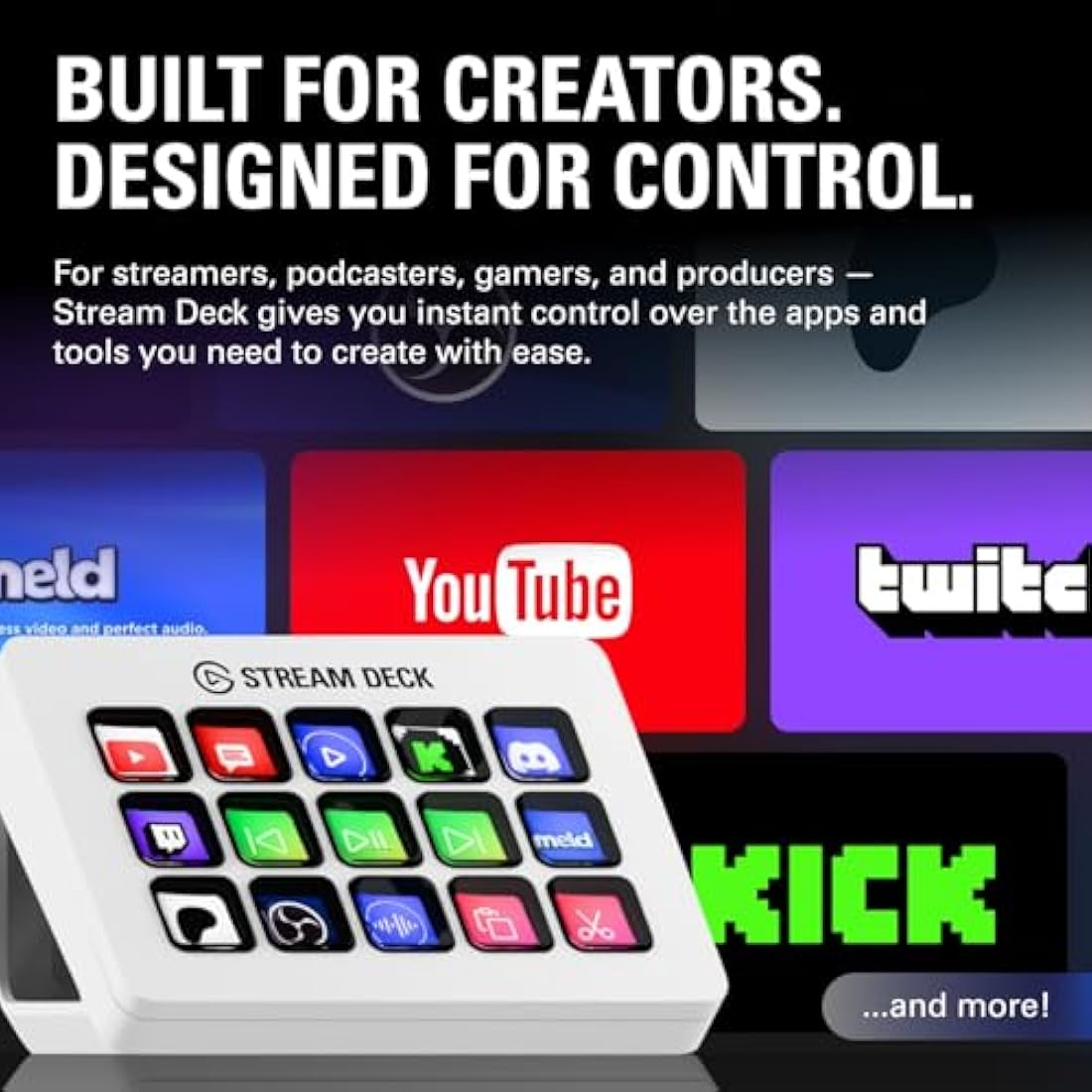 Elgato Stream Deck MK.2 White – Studio Controller, 15 macro keys, trigger actions in apps and software like OBS, Twitch, YouTube and more, works with Mac and PC