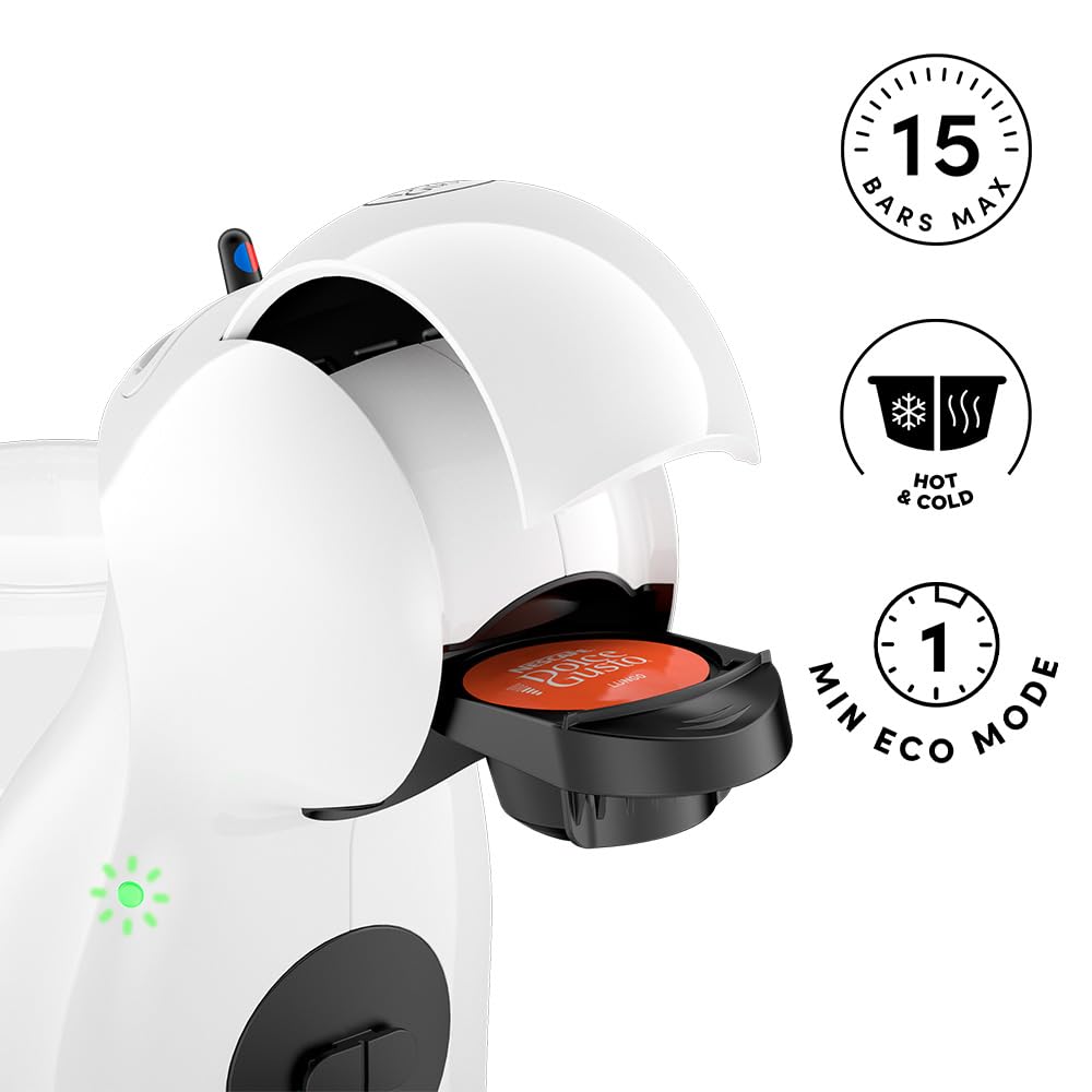 NESCAFÉ DOLCE GUSTO De'Longhi Piccolo XS Pod Capsule Coffee Machine, Espresso, Cappuccino and more, EDG210.WB, 0.8 litres, White and Black