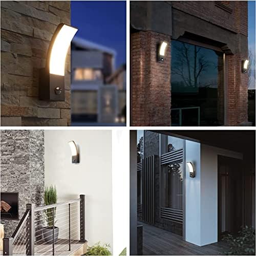 HLFVLITE Outdoor Wall Light with Motion Sensor - PIR LED Exterior Light, IP54 Waterproof, Aluminum Outside Wall lamp for Patio, Terrace, Hallway, Garage, and Porch - 3000K, 1000LM, Black