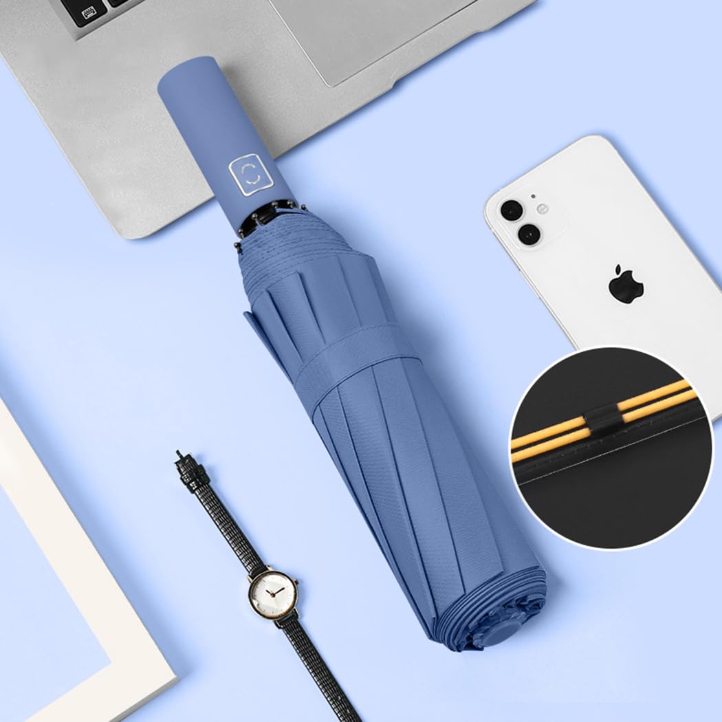 Maibar Umbrella Windproof Strong 24 Ribs Compact Umbrellas Sun UV Protection spf 50 Folding Travel Large Auto Open Close Umbrellas Umbrella (Black)