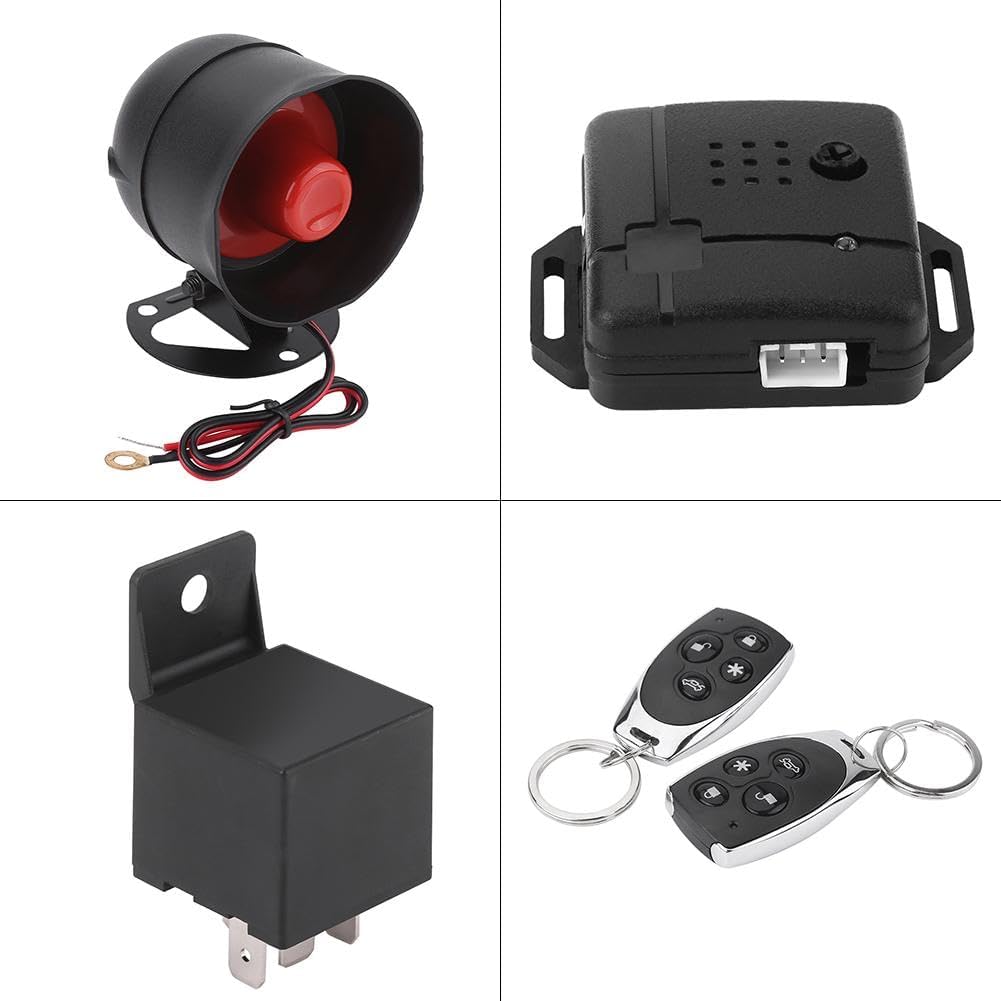 TKSE Car Security System, Universal Car Alarm Security Protection System Keyless Entry with 2 Remote Controls Siren