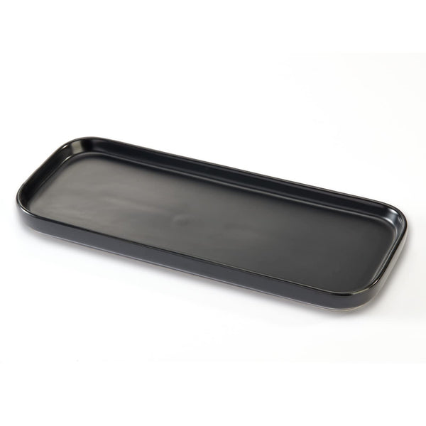 Ceramic Bathroom Tray,Kitchen Sink Organizer Tray,Cosmetics Holder (Black)