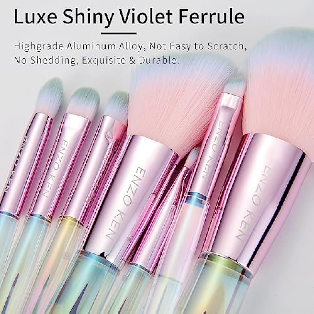 ENZO KEN Rainbow Crystal Makeup Brush Set Professional, Vegan Makeup Brush Set with Case, Bedazzled Cosmetic Brush Makeup Set, Sparkly Make up Brushes Vegan, Colorful Make up Brushes Set Professional.