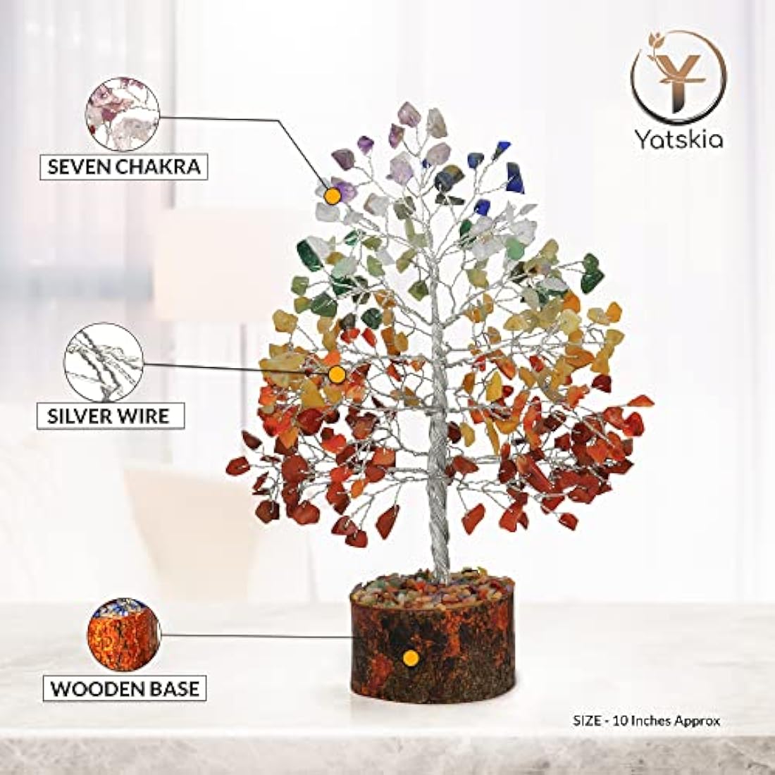 Chakra Tree of Life Decor - Crystal Tree - Spiritual Home Decor - Meditation Gifts with Chakra Stones