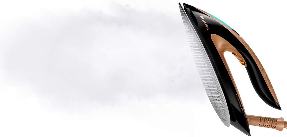 Philips PerfectCare Elite Plus Steam Generator Iron for Large Family Basket Loads, with OptimalTEMP: No Fabric Burns Guaranteed, 8 Bar, 600 g Steam Boost - Black/Gold - (GC9682/86)