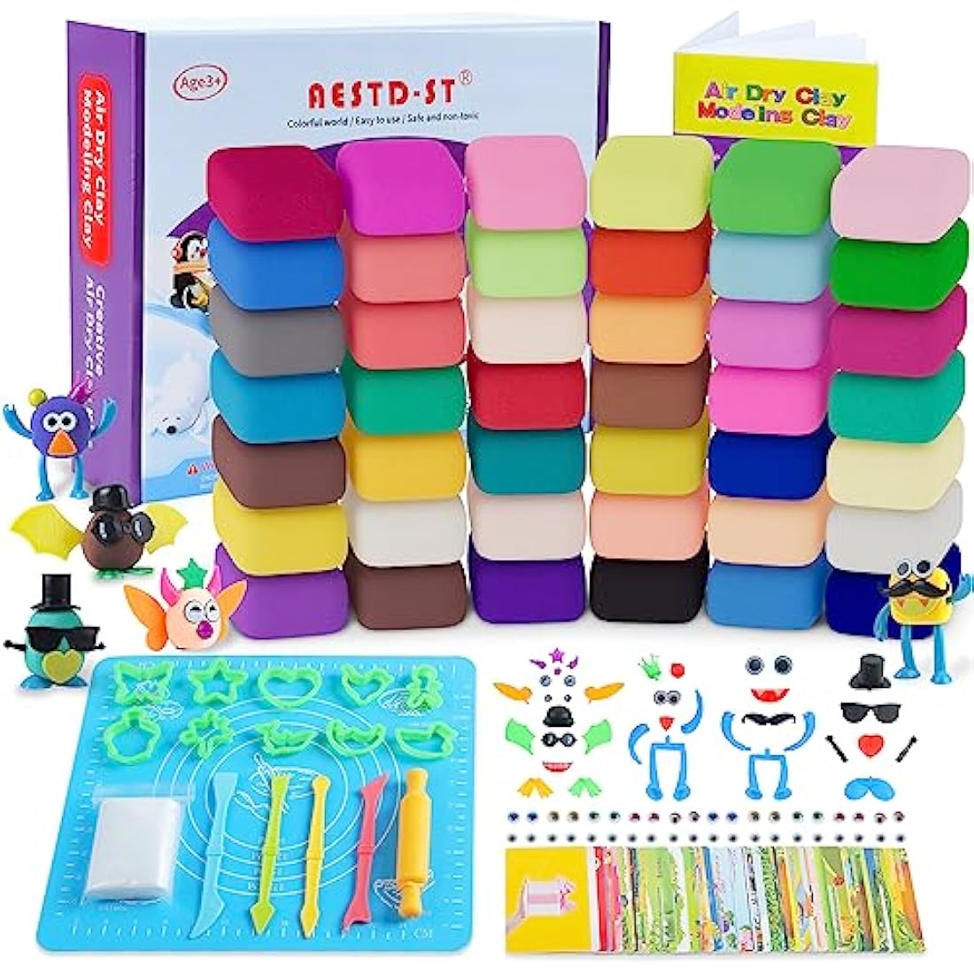 Air Dry Clay Kit, 42 Corlors Modelling Clay for Kids, Safe & Non-Toxic Ultra Light DIY Model Magic Clay, Molding Clay with Sculpting Tools,Arts and Crafts Kits for Kids Boys Girls Toys.