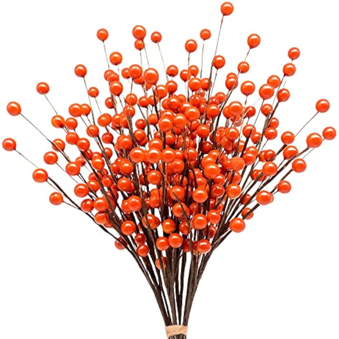 Mauts 10 Pcs Artificial Holly Berries, autumn decoration thanksgiving decoration Christmas Tree Decorations Flower Wreath DIY Craft, suitable for family holiday wedding DIY decoration. (Orange)