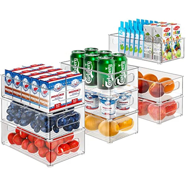 Changshengda Fridge Storage Organisers - 9 Pack (3 Size) Organisers for Pantry, Freezer, Cabinet, Drawer