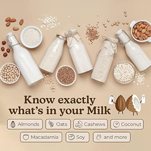 Almond Cow Milk Maker Machine, Plant-Based Milk Maker for Homemade Dairy Free Almond Milk, Soya Milk, Oat Milk, Coconut Milk, & More, Handy Kitchen Electrical Appliances, Makes 5-6 Cups Per Batch,220V