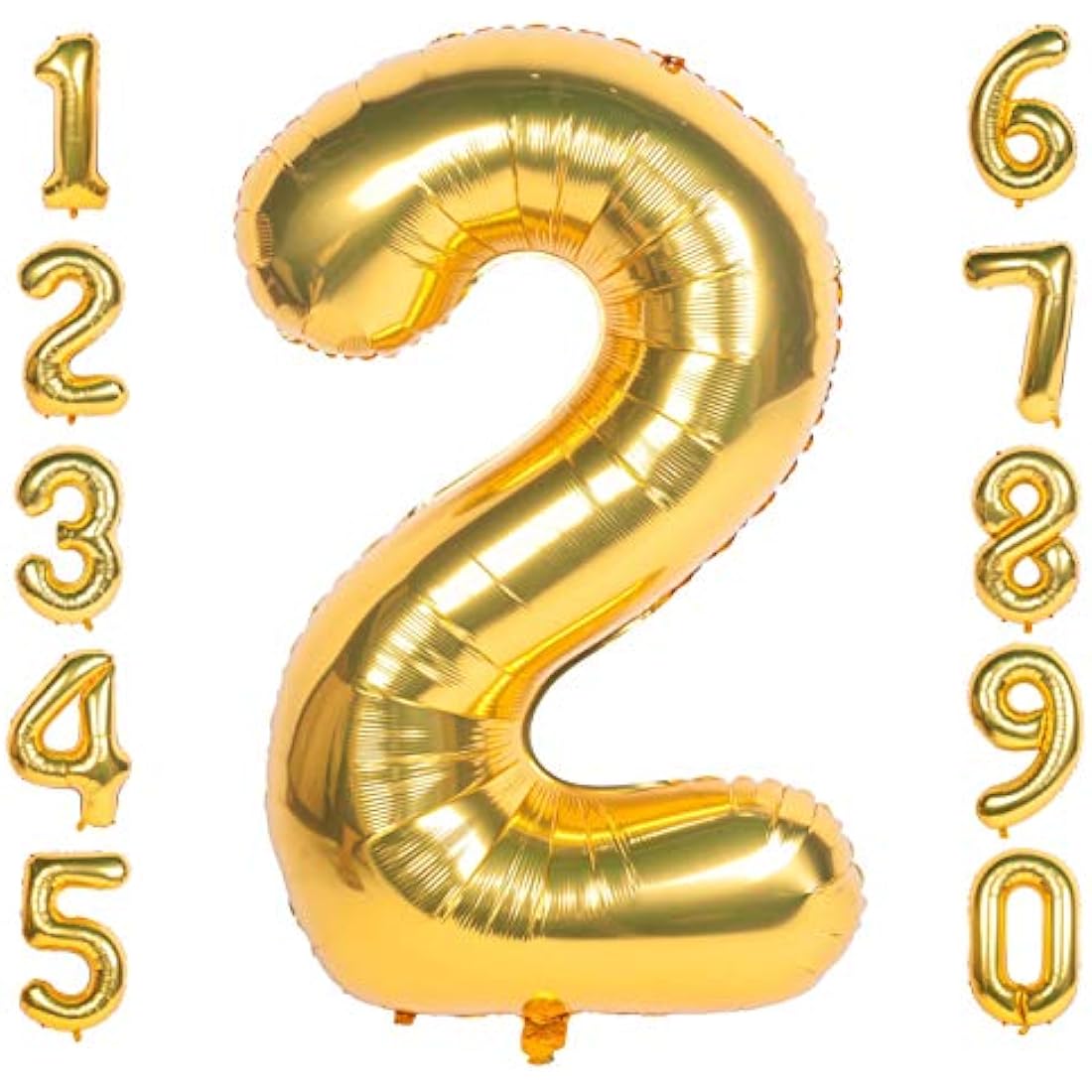 Gold 2 balloons 40 Inch Giant Helium Foil Number 0 to 9 Gold Balloon Birthday Wedding Party Digital Decorations (Number 2)