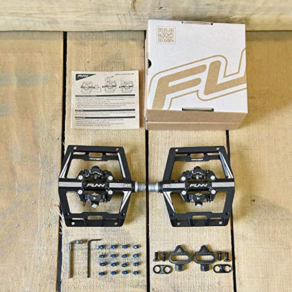 Funn Mamba Mountain Bike Clipless Pedals, Double Sided Clip Wide Platform MTB Pedals, Compatible with SPD Cleats, 9/16-Inch CrMo Axle Bicycle Pedals for MTB/BMX/Gravel Cycling