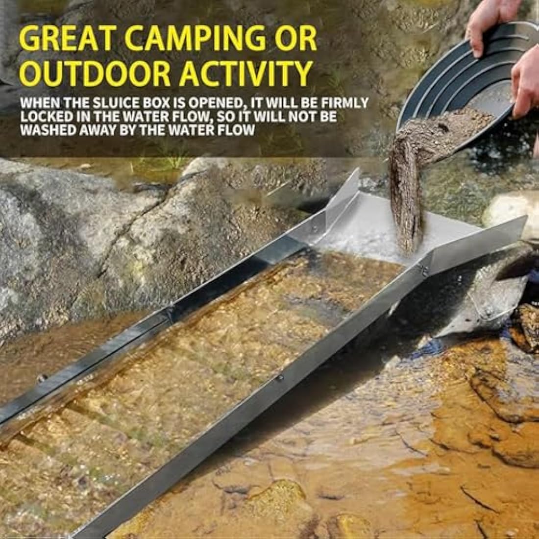 50" Folding Aluminum Alloy Sluice Box,Portable Sluice Box for Gold Mining,Gold Prospecting Equipment for Gold Panning,Prospecting,Gold Classifiers,Gold Panning Equipment,Silver