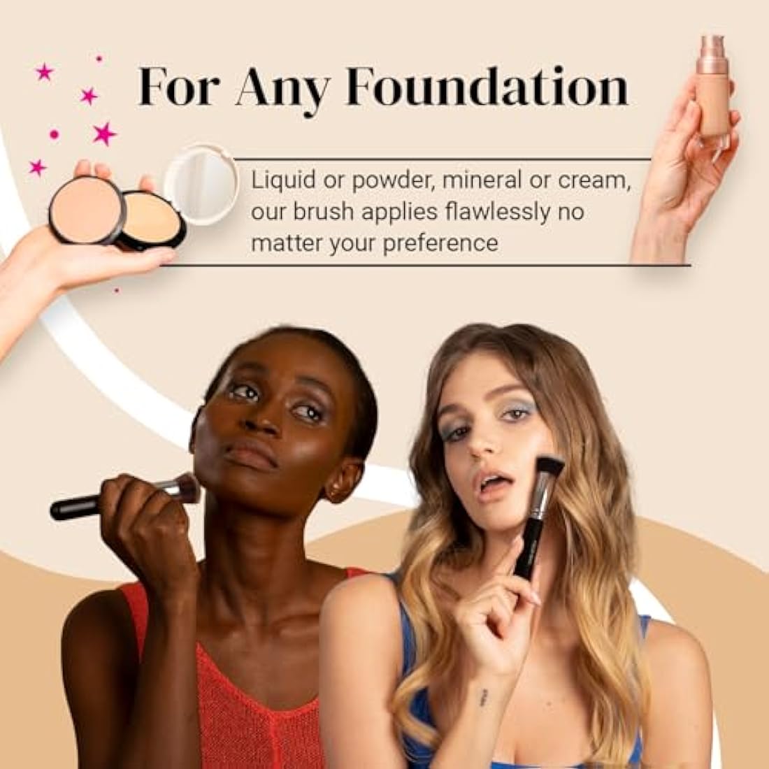 Flat Top Kabuki Foundation Brush By KESHIMA - Premium Makeup Brush for Liquid Foundation, Cream, and Powder - Buffing, Blending Brush, Face Brush