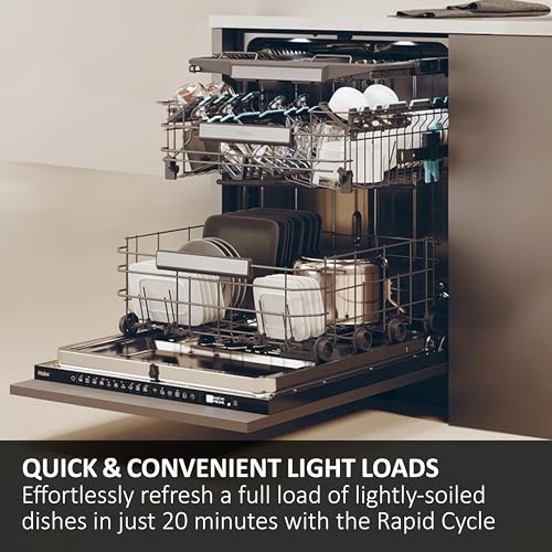 Haier XI1C3TB2FB-80 I-Pro Shine Series 4 Integrated Dishwasher, 11 place Setting, Black Bezel, C Rated