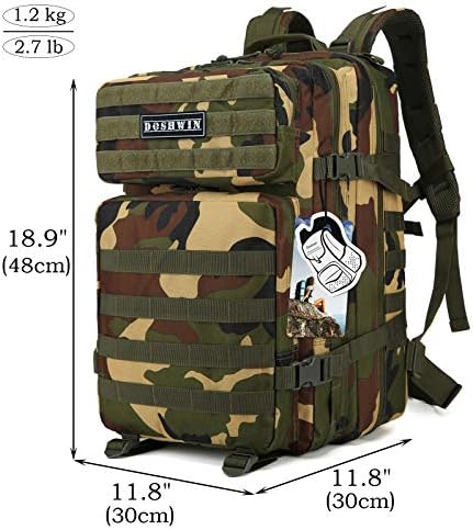 Doshwin 40L Military Backpack Tactical Army Assault Pack Molle Camo Rucksack for Camping Trekking Travel Hiking