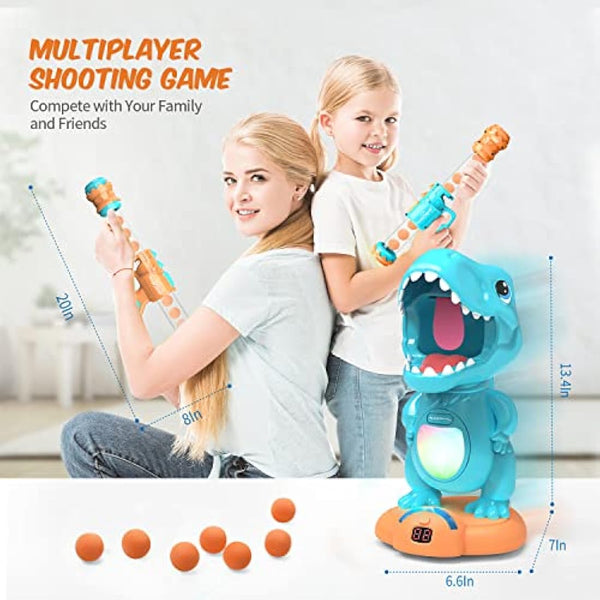 EagleStone Movable Dinosaur Shooting Toys for Boys – Electronic Target Practice with 2 Air Pump Guns, LCD Score Tracker, Sound Effects & 48 Foam Balls, for Kids 5 6 7 8 9