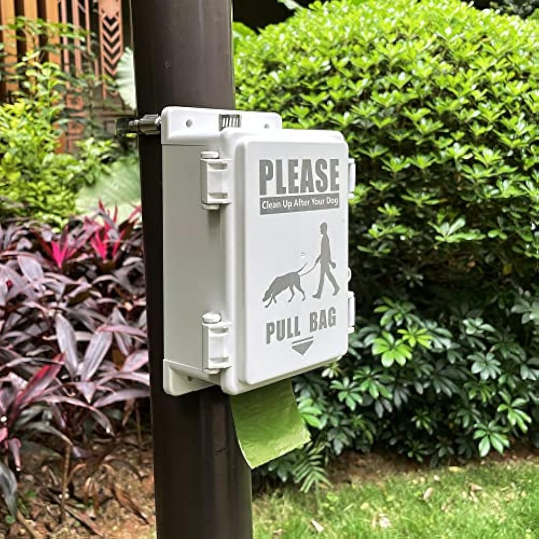 Dog Poop Bag Dispenser, Waterproof Outdoor Dog Bag Dispenser Holds Up to 8 Rolls of Waste bags, Outdoor Wall, Stake, Pole, Fence Mounted (only dispenser)