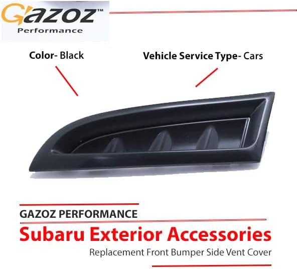 GAZOZ PERFORMANCE Exterior Accessories - Replacement Front Bumper Side Vent Covers RH+LH for 2006-2007 Impreza WRX STI, 06 07 STi GDF - Black Prime