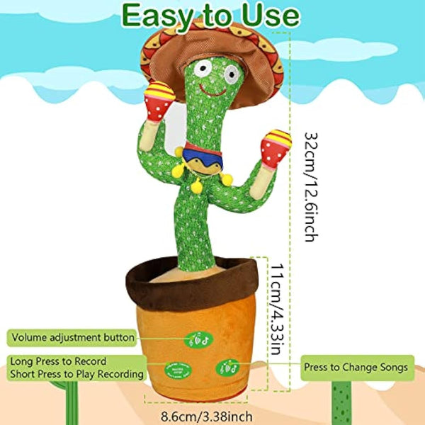 HICAS Dancing Talking Cactus Toy Repeat What You Say Singing Cactus Voice Recorder Baby Toys Volume Control with 120 Songs Funny Children Education Toys, Gifts and Home Decoration