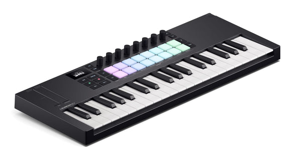 Novation Launchkey Mini 25 [MK4] — Portable 25 Mini-Key, USB, MIDI Keyboard Controller with DAW Integration. Chord Mode, Scale Mode, Drum Pads, and Arpeggiator. Includes Music Creation Software Bundle