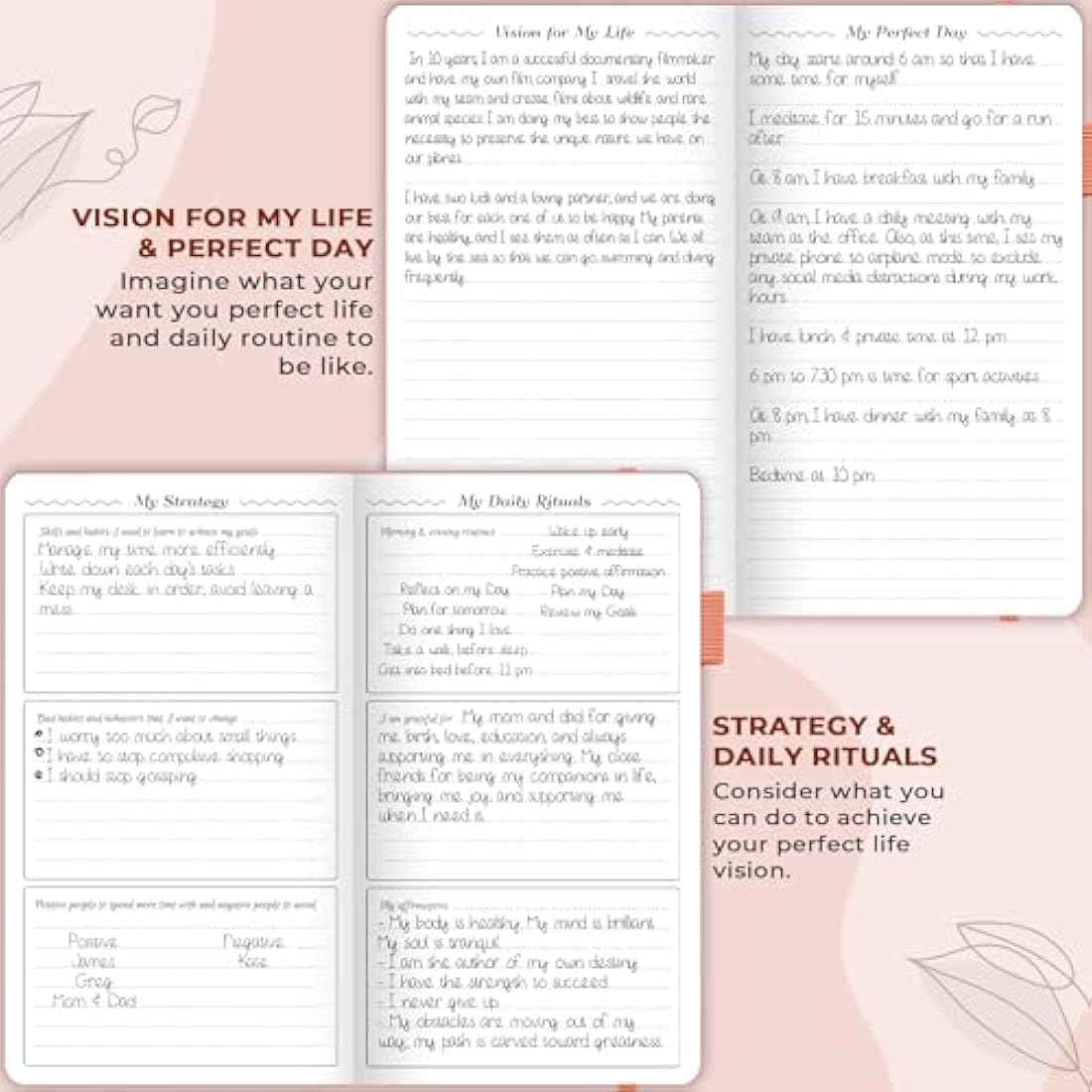 GoGirl Planner and Organizer for Women – Pocket Weekly Planner, Goals Journal & Agenda for Time Management & Productivity. Undated (Peach pink)