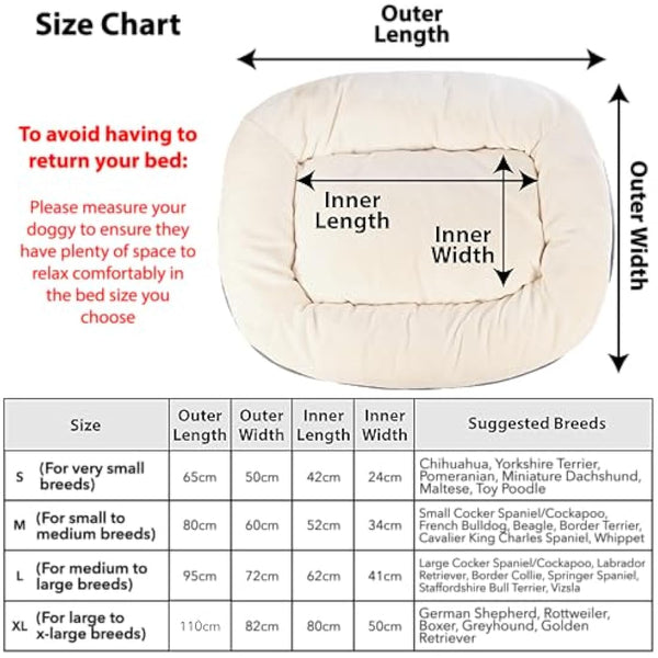 Elite Paws® UK: Luxury Orthopaedic Style Dog Bed - Dual-Layer Foam Base With Plush Cushion Top, Bolstered Sides for Head, Neck & Joint Support, Plus Zip-Off Washable Fleece Cover (Cream/Grey, S)