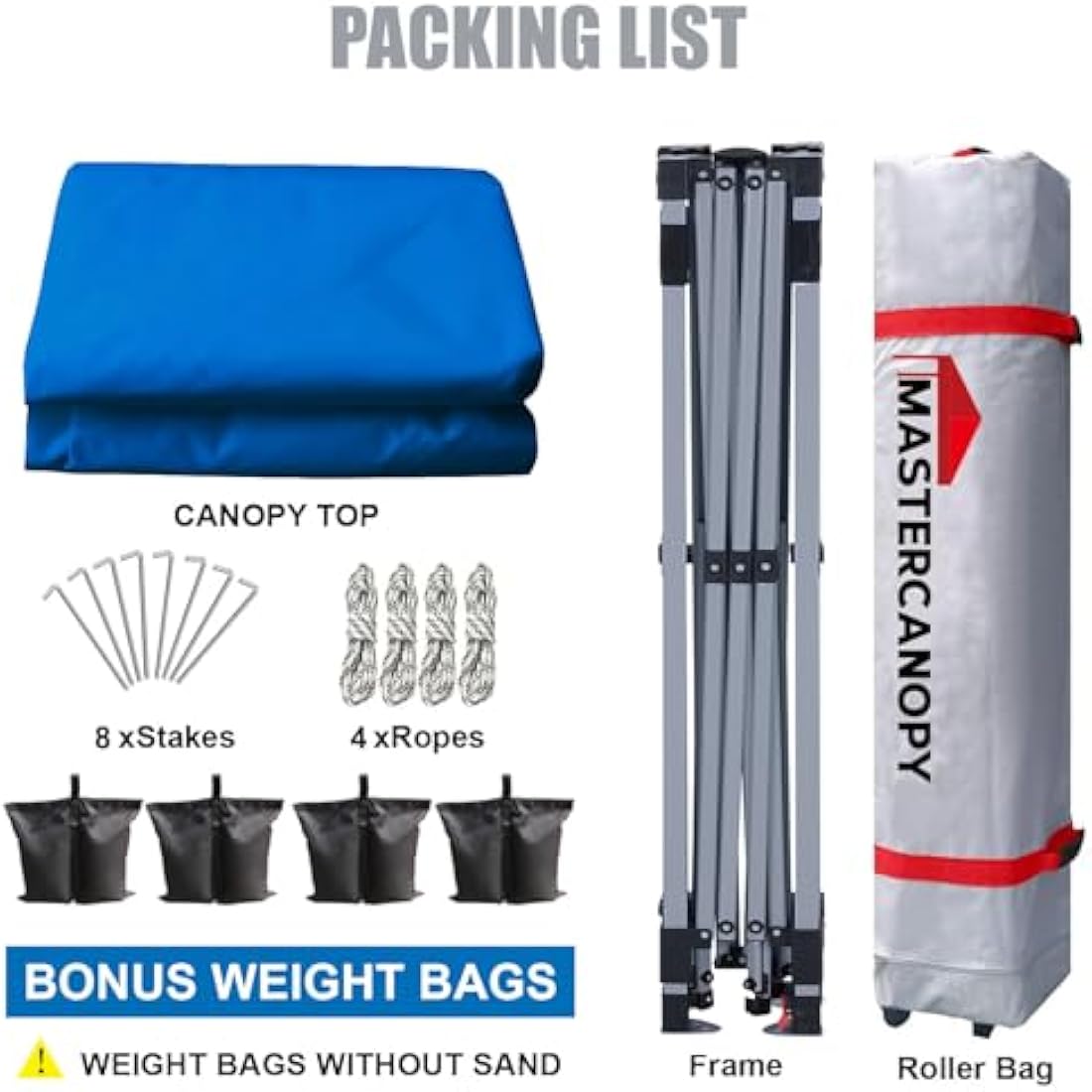 MASTERCANOPY Durable Ez Pop-up Gazebo Tent with Roller Bag (2.5x2.5M,Blue)