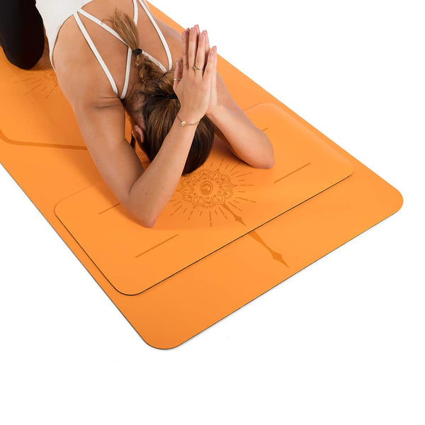 LIFORME Happiness Yoga Pad - Free Yoga Bag, Patented Alignment System, Warrior-Like Grip, Non-Slip, Eco-Friendly and Biodegradable, 4.2mm Thick pad