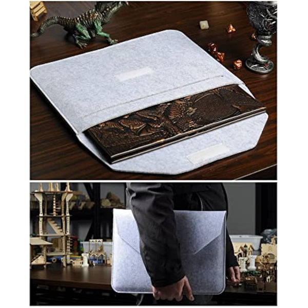 DND Dungeon Master Screen Faux Leather Embossed Dragon & Mimic, Four-Panel with Pockets DM Screen for Dungeons and Dragon, Pathfinder, D&D