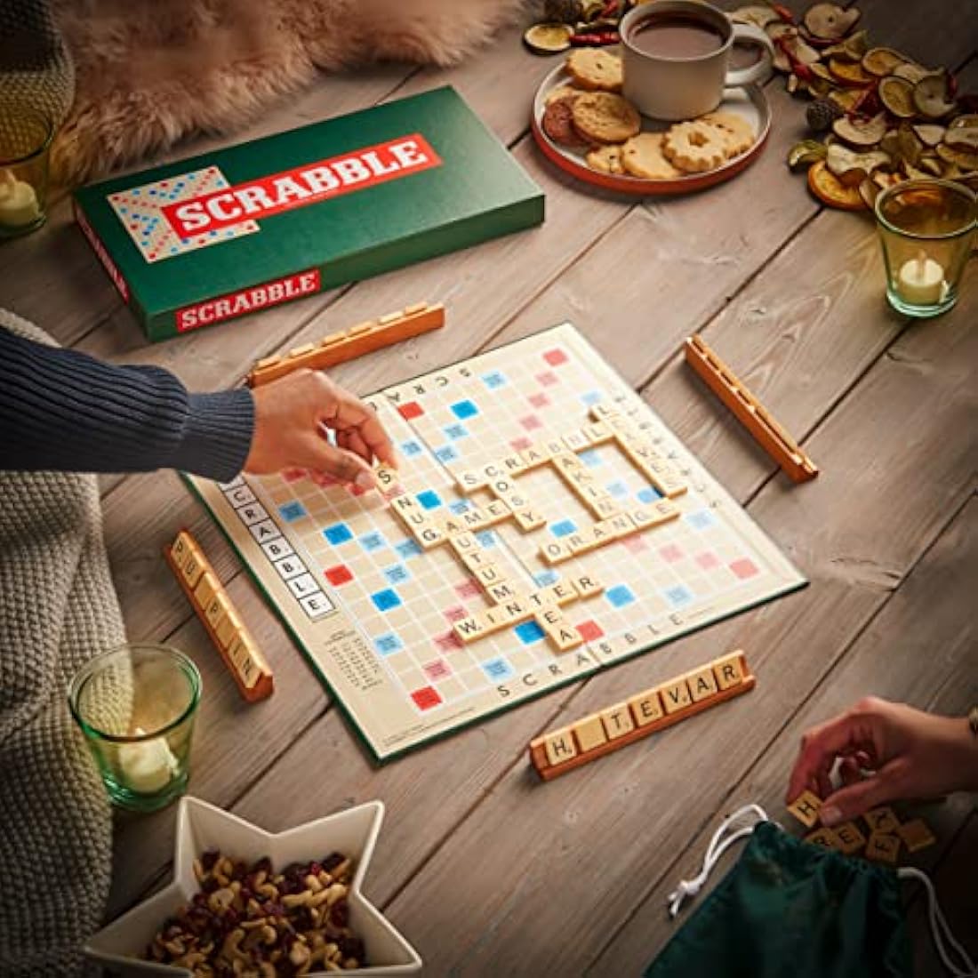 Ideal Scrabble Classic: a Reproduction Of The Original 1950'S Design with Wooden Tiles, Classic Games, for 2-4 Players, Ages 10+