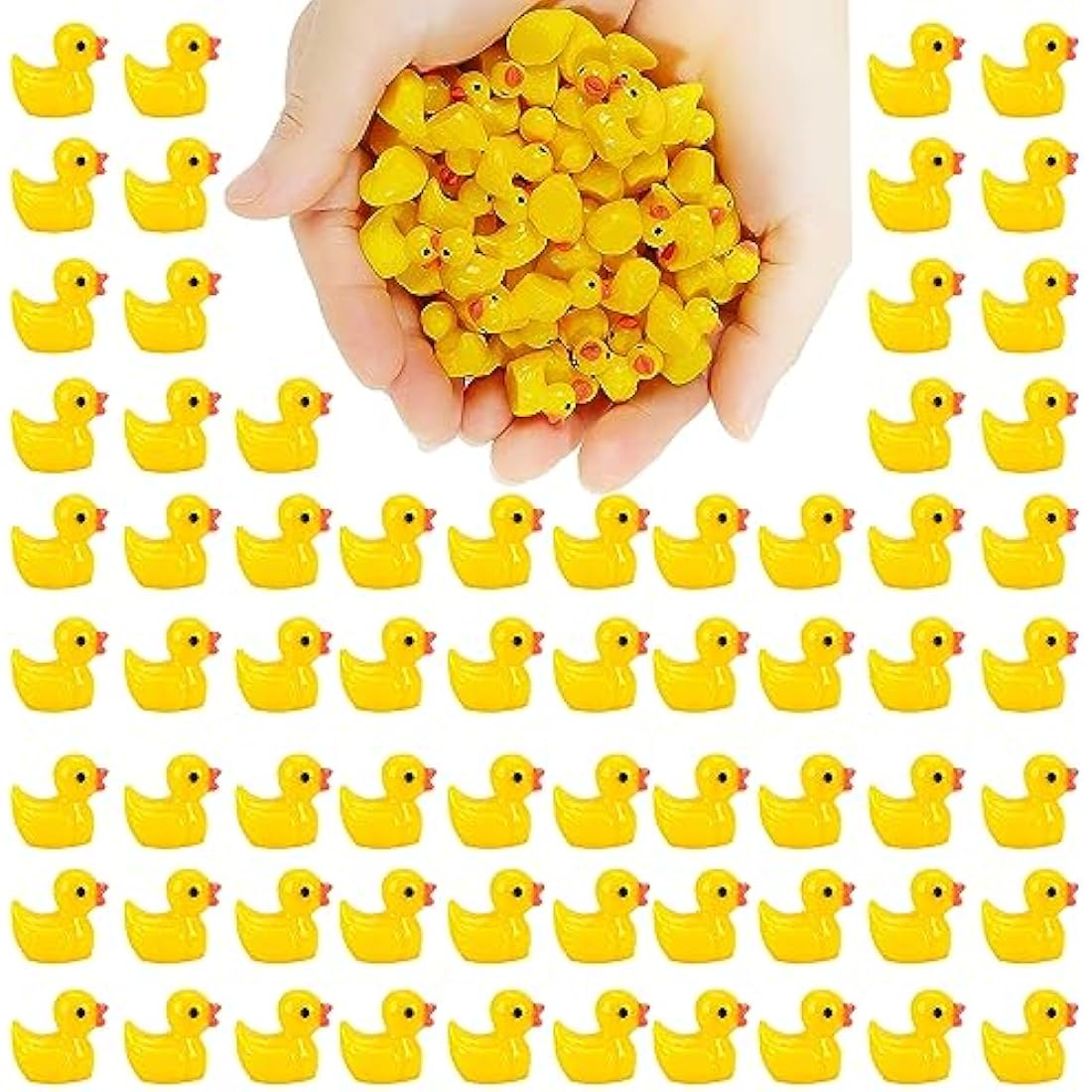 100PCS Mini Resin Ducks, Realistic Shape Tiny Ducks Cute Miniature Toy Baby Bath Time Toys Mini Rubber Ducks Ornaments for Aquariums, Dollhouses, Potted Plants, Garden Landscapes Decoration