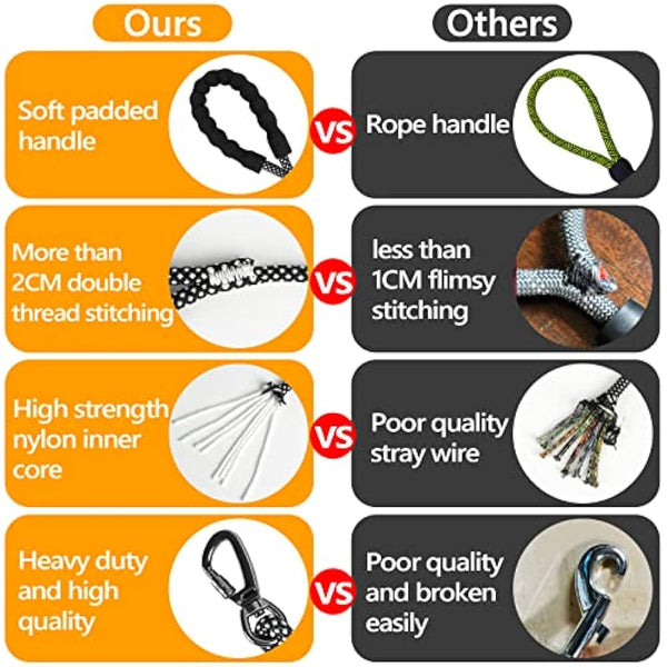 Kdsvakd Training Lead For Dogs, 3m / 10ft Long Rope Dog Lead with carabiner clip and padded handle, Recall Durable Lead Duty Check Cord For Puppy, Small, Medium, Large Dog Yellow