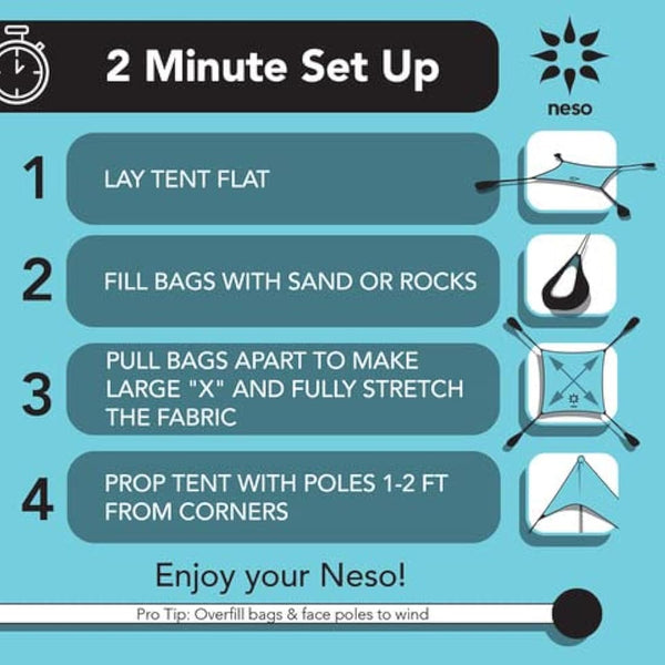 Neso Tents Grande Beach Tent, 2.1 m(7ft) Tall, 2.7m(9ft) x 2.7m(9ft), Reinforced Corners and Cooler Pocket