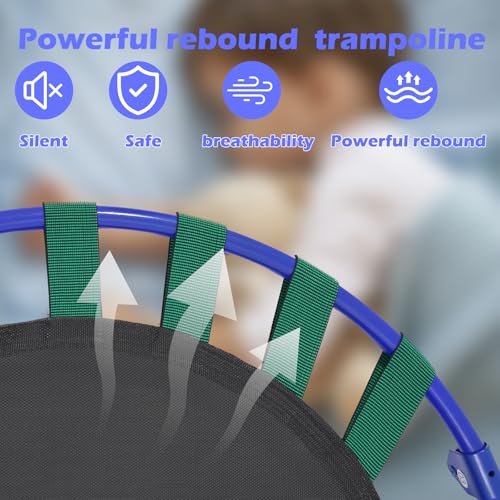 36-Inch Trampoline for Kids Mini Trampoline with Adjustable Handle and Safety Padded Cover Foldable Toddler Trampoline Indoor & Outdoor Rebounder