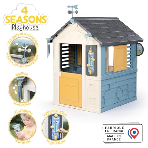 Smoby - 4 Seasons Playhouse for Children includes playful weather activities, Educational outdoor garden house for Kids