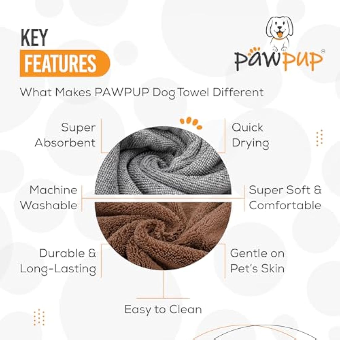 PAWPUP Dog Towel Super Absorbent 100x60cm Set of 2 Microfibre Pet Towel for Dogs Cats and other Pets (Brown and Grey)
