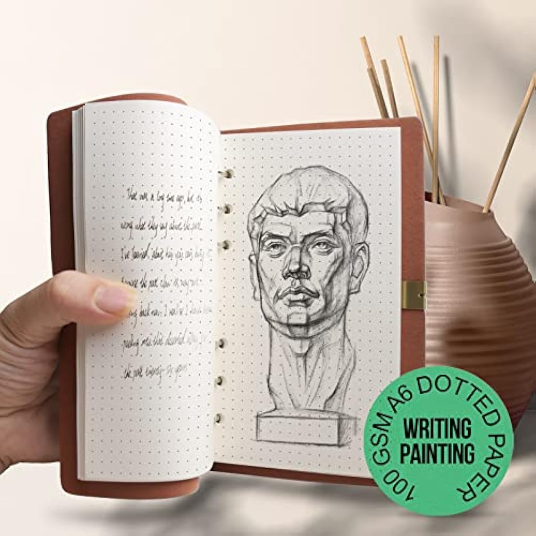 FANDAMEI 180 Sheets/360 Pages A6 Refills Dotted Paper, 100 GSM Personal Organiser Inserts for A6 Binder, 6-Hole Dot Paper, 171x94mm