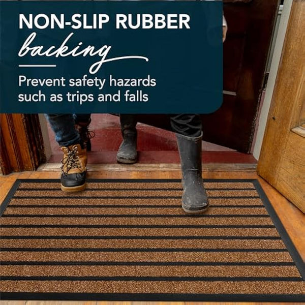 ubdyo Door Mats Indoor - Extra Durable Dirt Trapping Indoor Mats - Non-slip Rubber Rubber Door Mat - Low Profile Welcome Mat - (61 x 91 cm, Bright Brown)