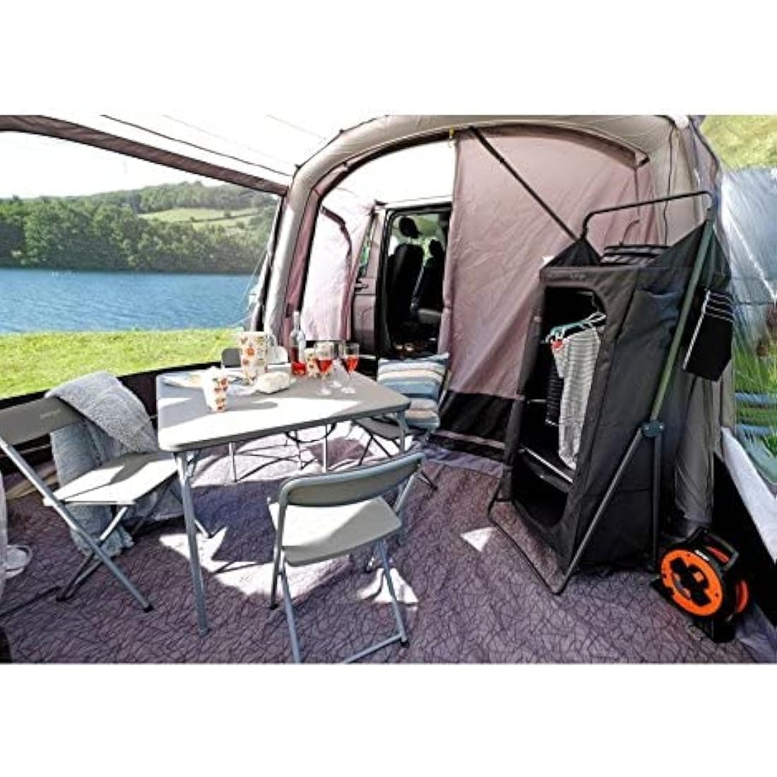 Vango Woodland Folding Camping Table and Chairs Set - Steel Frame, Collapsible, Portable with Carry Bag Ideal for Picnics, Campsite, Fishing, Beach, Garden Furniture