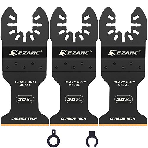 EZARC 3pcs Oscillating Tool Blades Carbide Multitool Saw Blades for Hard Material, Hardened Metal, Nails, Bolts and Screws, 3-Pack