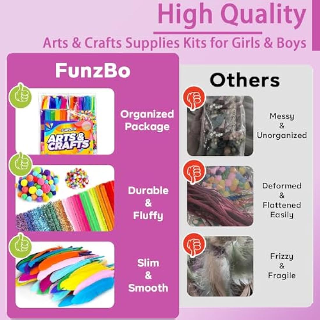 FunzBo 1200Pcs+ Arts and Crafts Supplies for Kids - Craft Art Supply Kit for Toddlers Age 4 5 6 7 8 9 - All in One D.I.Y. Crafting Collage Arts Set Birthday Easter Gifts for Kids