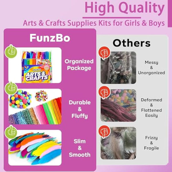 FunzBo 1200Pcs+ Arts and Crafts Supplies for Kids - Craft Art Supply Kit for Toddlers Age 4 5 6 7 8 9 - All in One D.I.Y. Crafting Collage Arts Set Birthday Easter Gifts for Kids