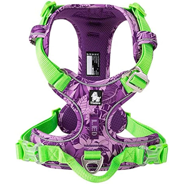 Dog Harness No Pull Adjustable Reflective Step-in Soft Nylon For Small Large Pet TLH5653(XL, Camouflage Purple)