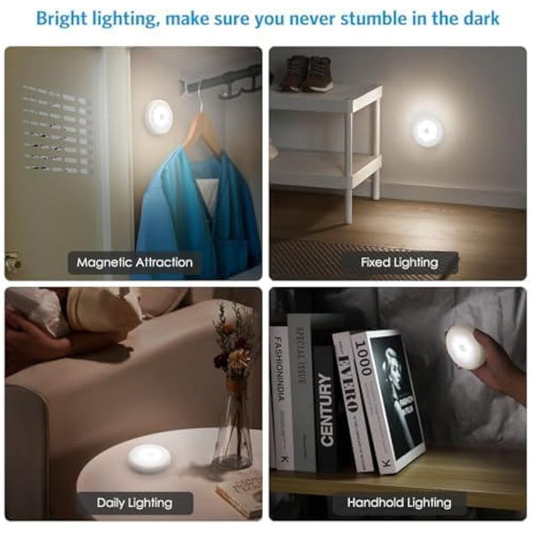 AMIR Motion Sensor Light, 3 Pack Stick-On Cabinet Night Light, Battery Powered Stair Lights with Adhesive Pads, Under Cabinet Lights for Wardrobe, Cupboard, Closet, Hallway, Kitchen, Stairs, White