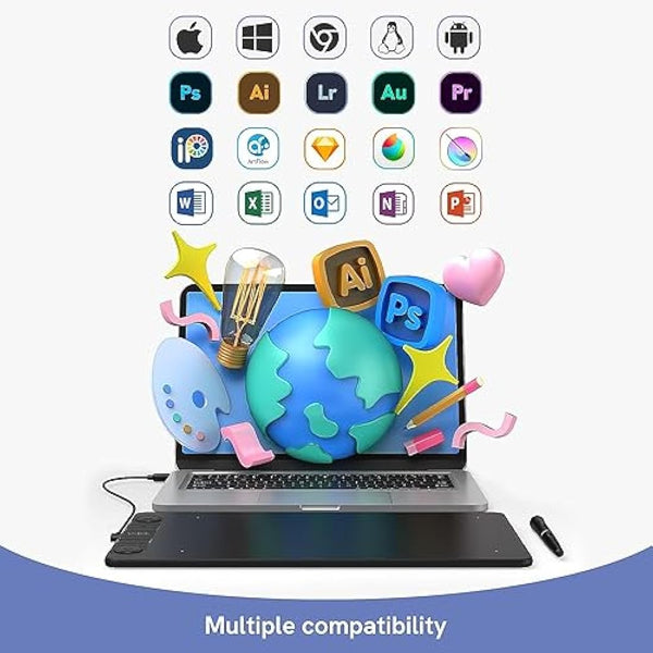 Digital Graphics Drawing Tablet, 10x6 inch VEIKK VK1060PRO with 2 Scroll Wheels, 6 Express Keys, Battery-Free Stylus with Tilt Function for Windons、Mac OS、Android And Linux