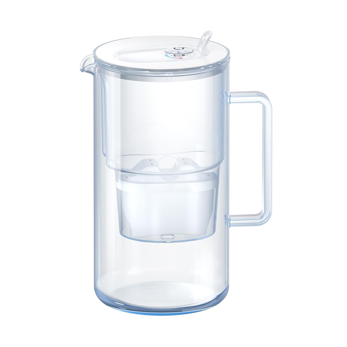 AQUAPHOR Glass White Water Filter Jug - Take to Table Premium Glass Design Jug with Easy-Fill Flip-Open Lid, 2.5L Capacity, 1 X MAXFOR+ Filter